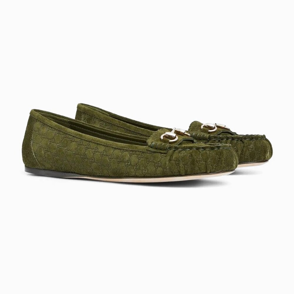 NEW GUCCI Women's GG Suede Kensington Horsebit Loafers EU 39 / US 9 Ballet Flats - Picture 8 of 12